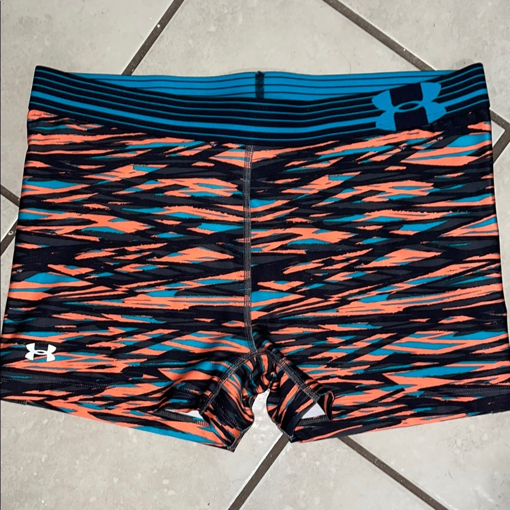 Under Armour Dynamic Patterned Shorts - Orange and Blue Size Large